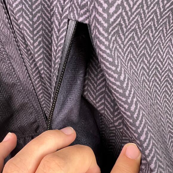 Athleta Shelter Cove Jacket, Gray Herringbone, Softshell, Hooded Rain Coat - Picture 8 of 15